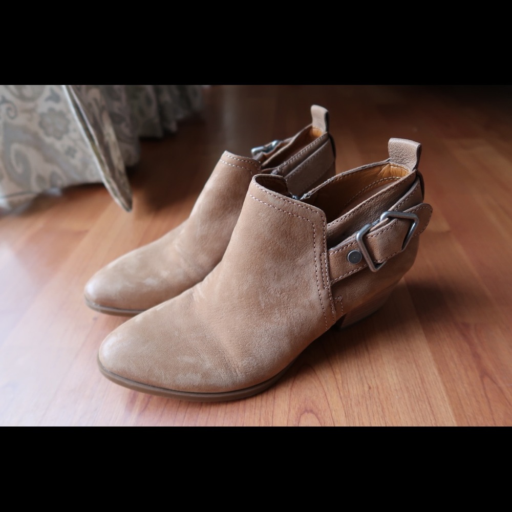 Franco Sarto Suede Leather Belted Ankle Booties